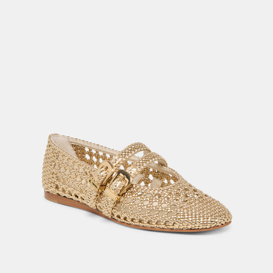 Baylee Gold Woven Stella Ballet Flats Dolce Vita