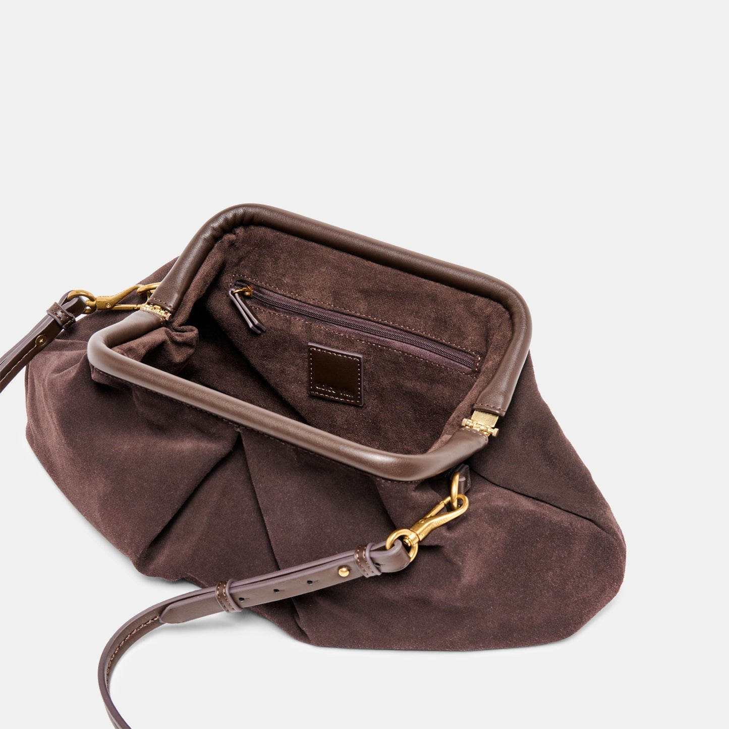 Sahara Espresso Suede Clutch Dolce Vita
