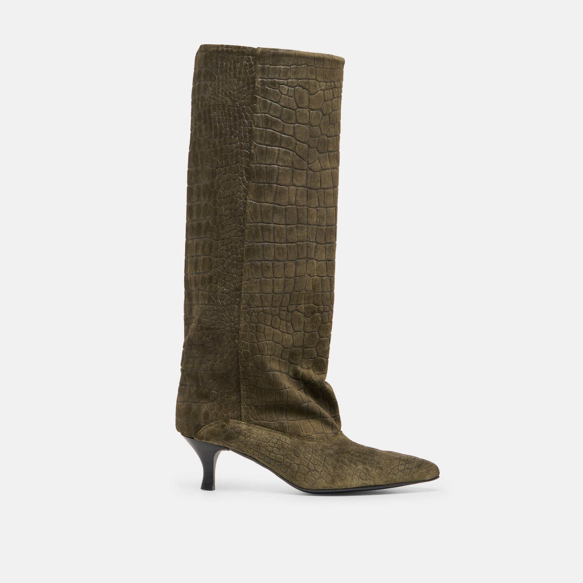 Roxla Olive Croco Embossed Leather Boots Dolce Vita