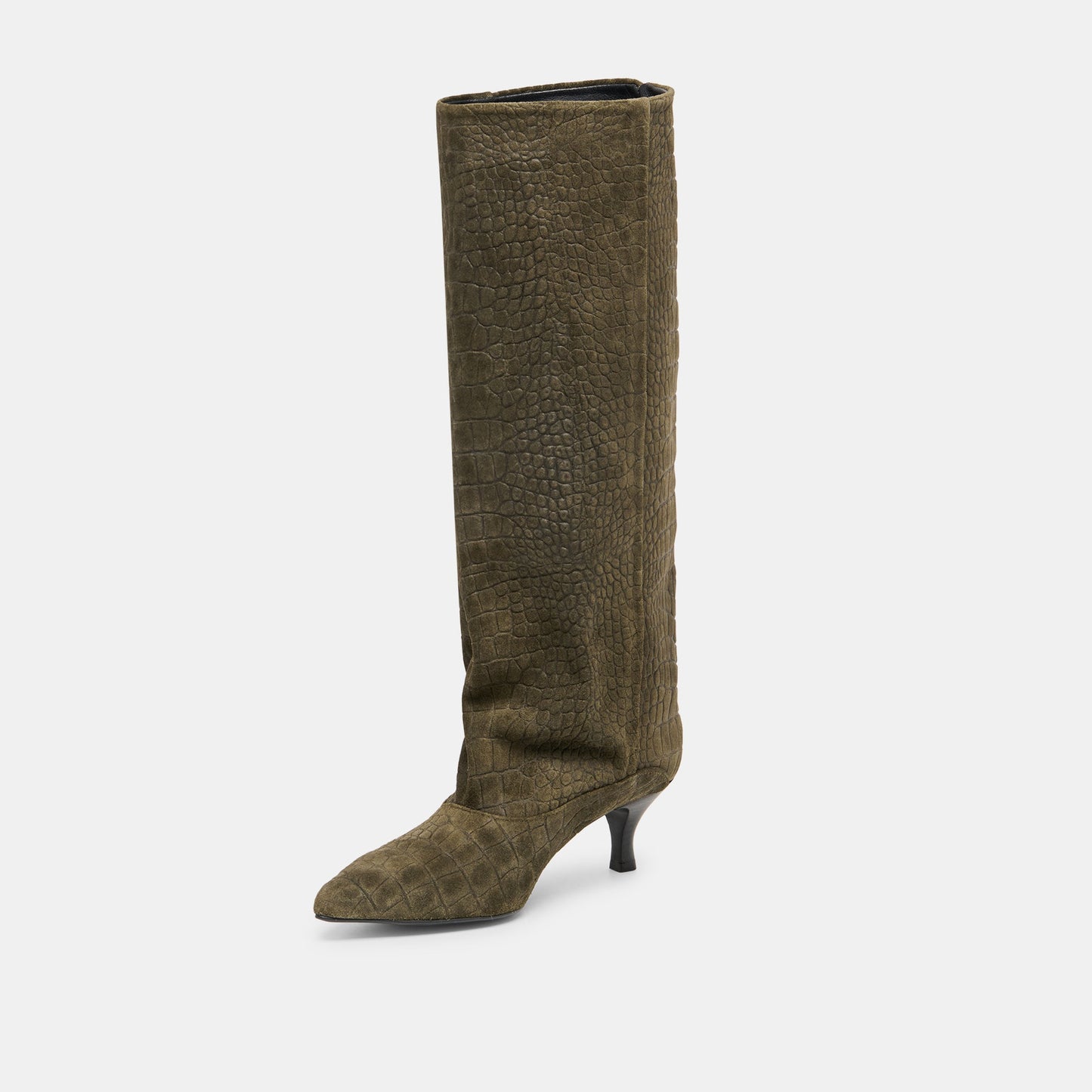 Roxla Olive Croco Embossed Leather Boots Dolce Vita