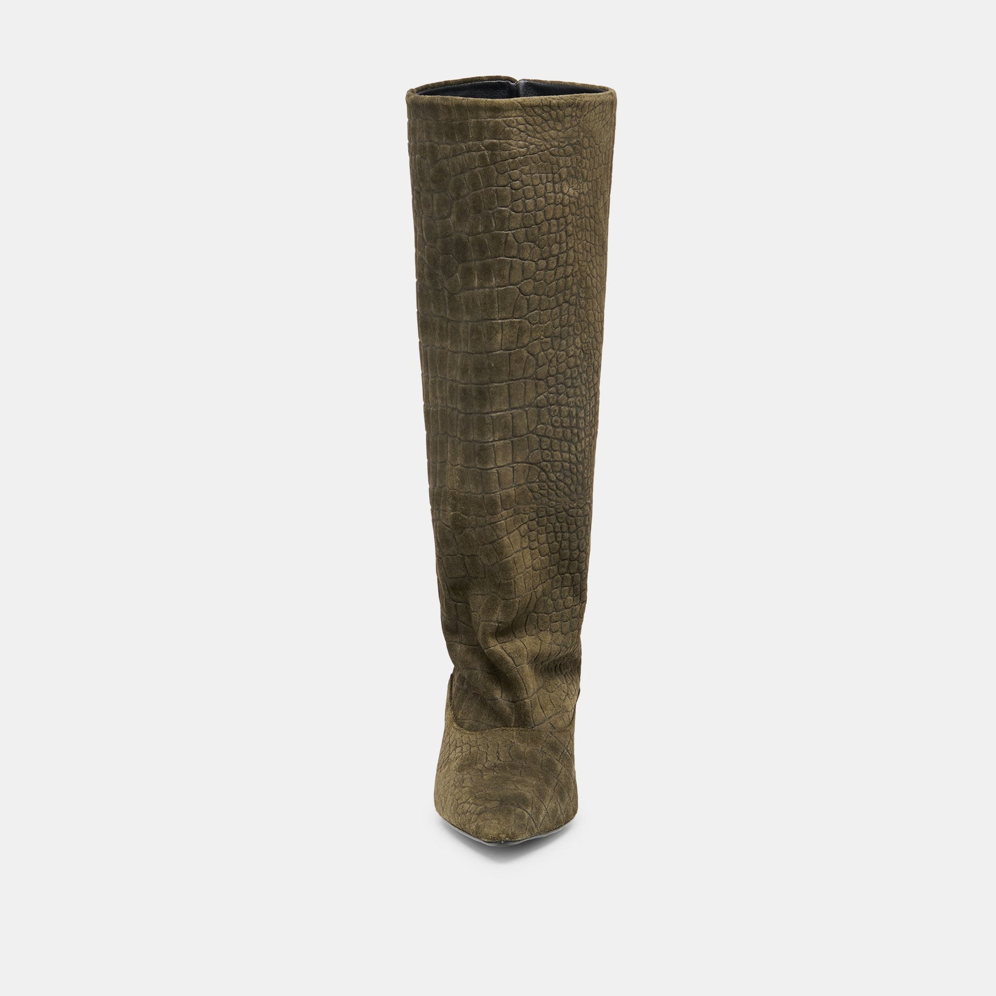 Roxla Olive Croco Embossed Leather Boots Dolce Vita
