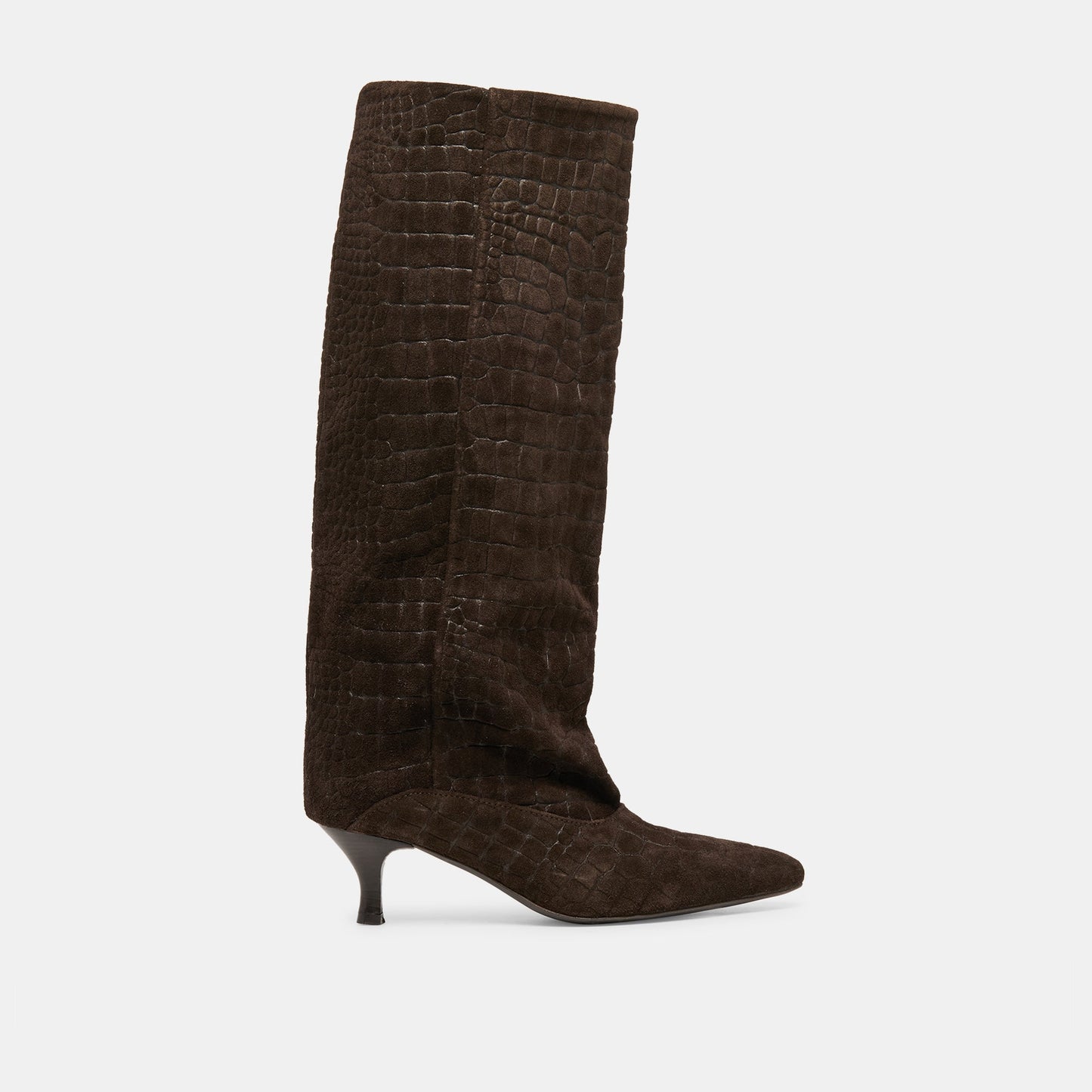 Roxla Dk Chocolate Croco Embossed Leather Boots Dolce Vita