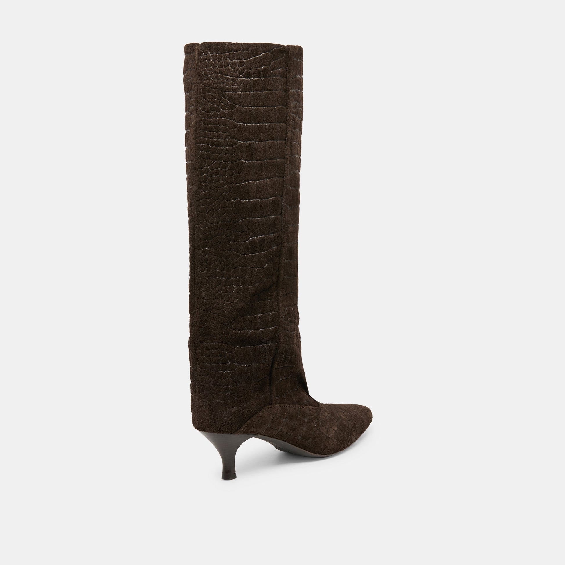 Roxla Dk Chocolate Croco Embossed Leather Boots Dolce Vita
