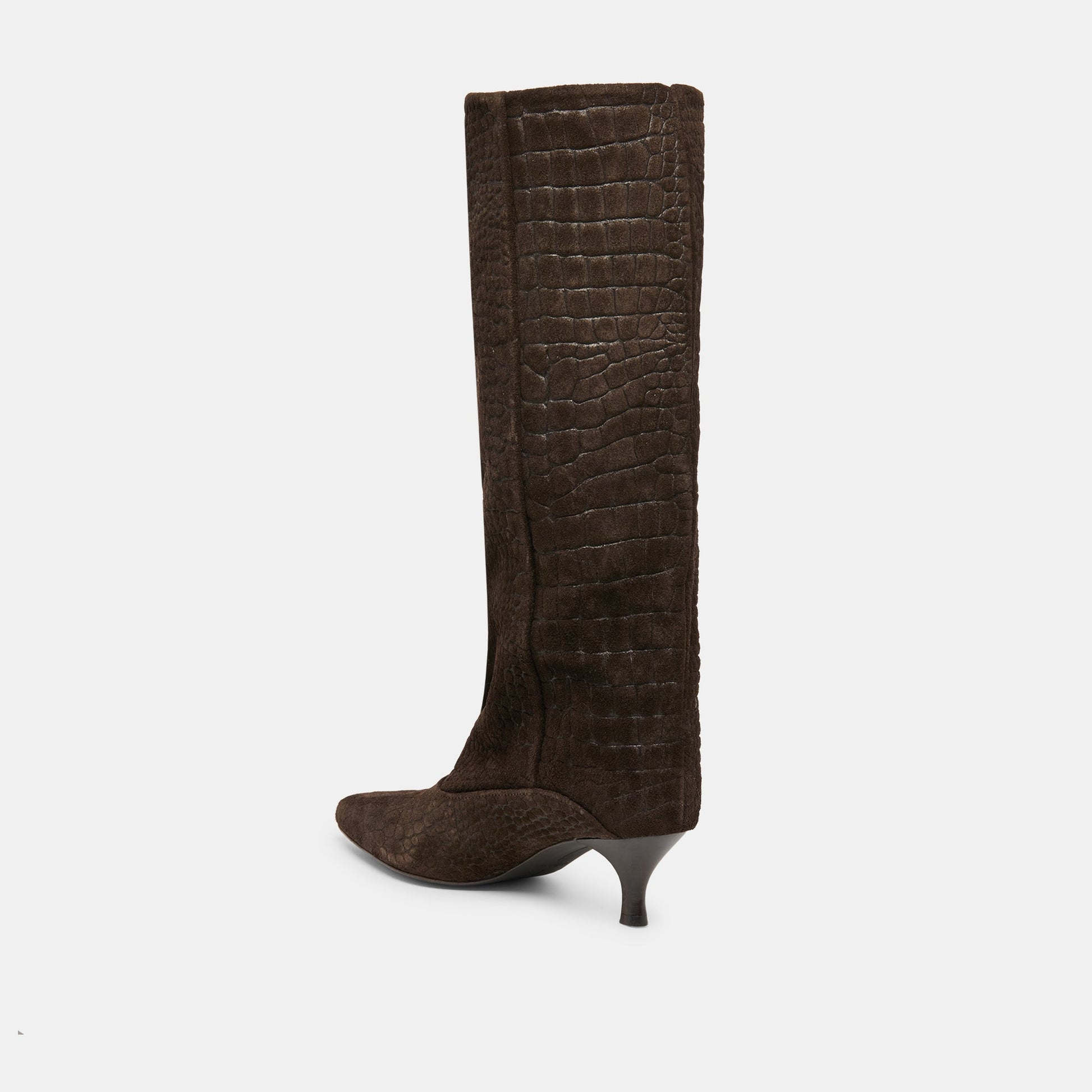 Roxla Dk Chocolate Croco Embossed Leather Boots Dolce Vita