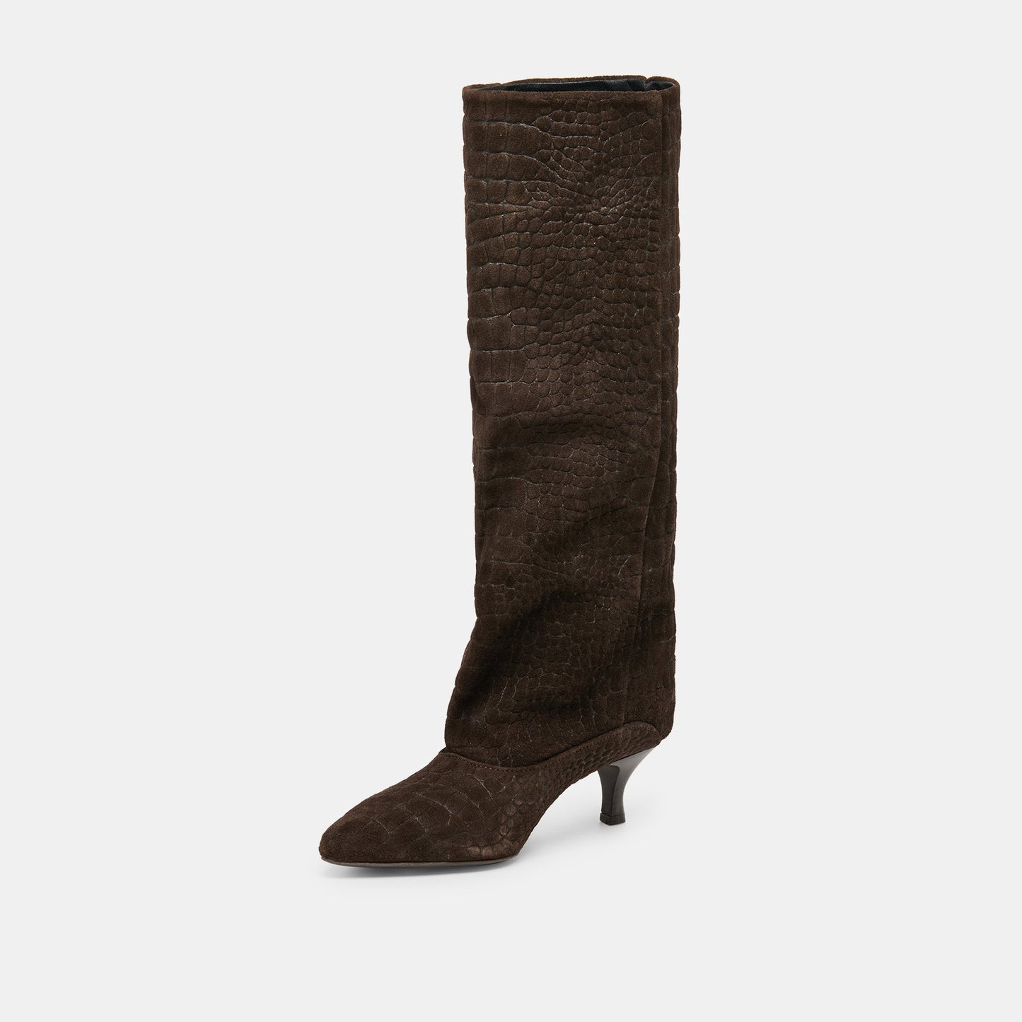 Roxla Dk Chocolate Croco Embossed Leather Boots Dolce Vita