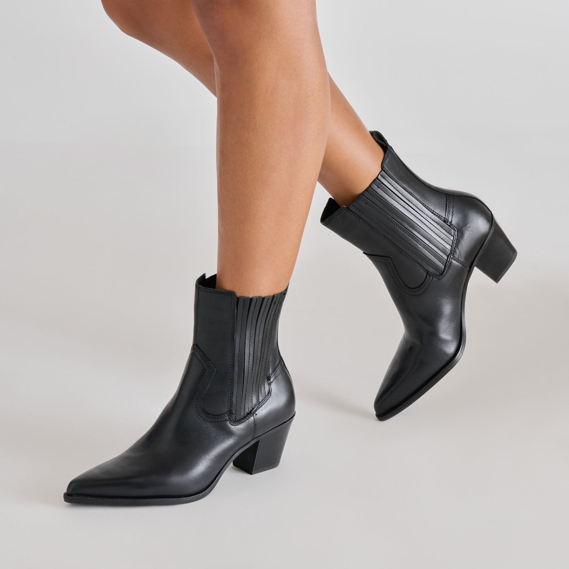 Slim Black Leather Booties Dolce Vita