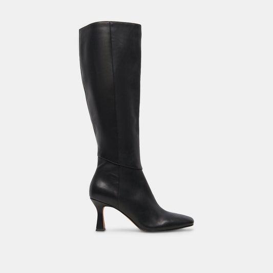 Gyra Wide Calf Black Leather Boots Dolce Vita