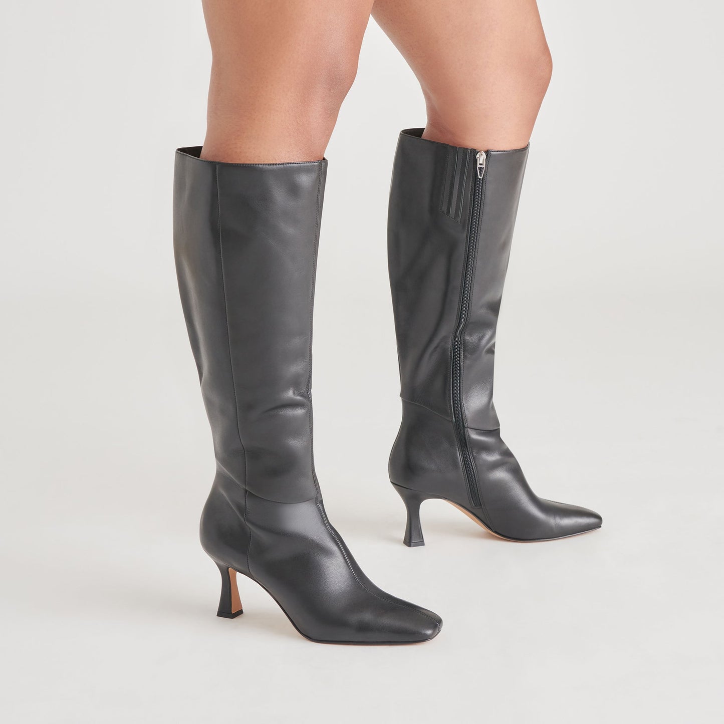Gyra Wide Calf Black Leather Boots Dolce Vita