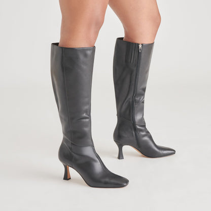 Gyra Wide Calf Black Leather Boots Dolce Vita
