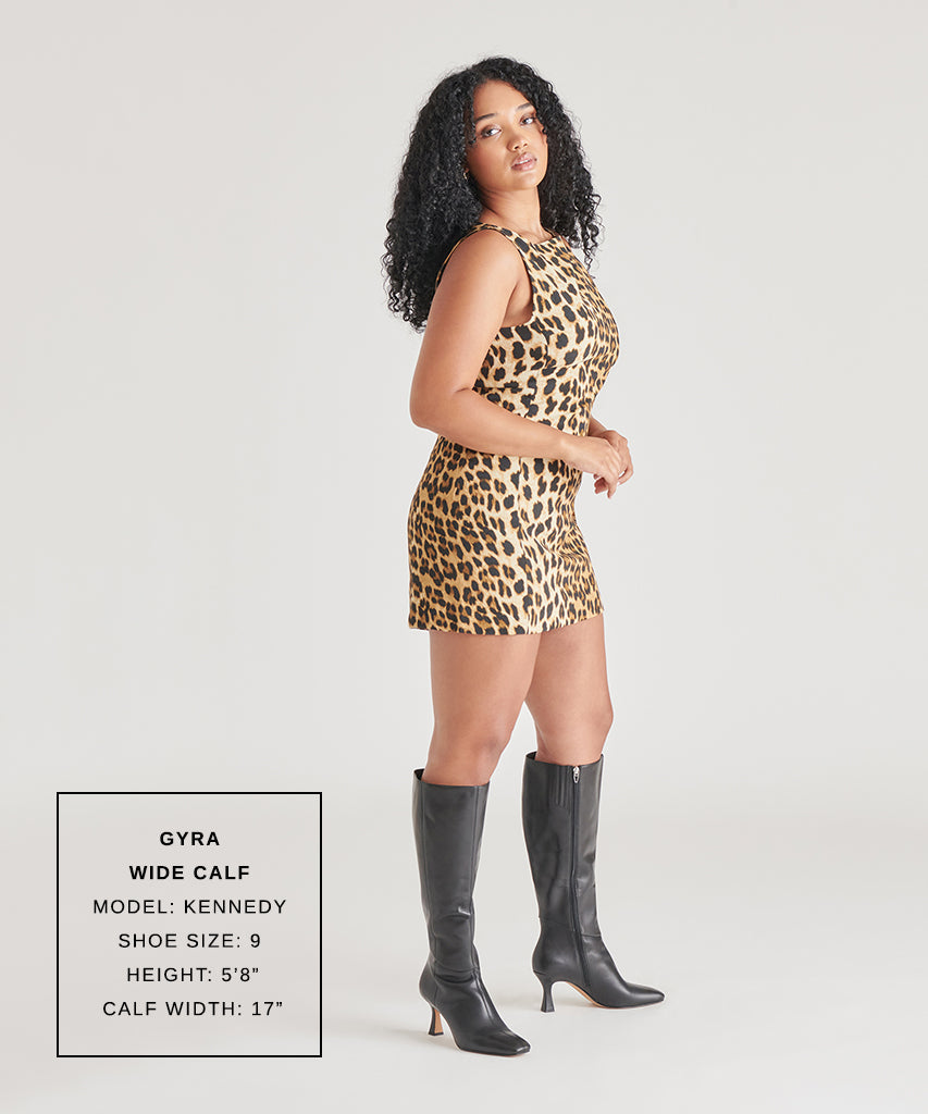 Gyra Wide Calf Black Leather Boots Dolce Vita