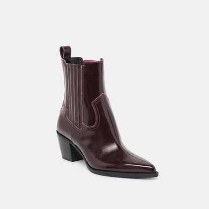 Slim Mulberry Crinkle Patent Booties Dolce Vita