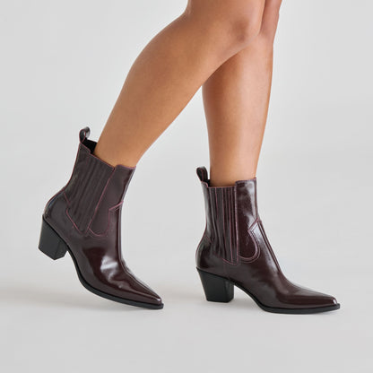 Slim Mulberry Crinkle Patent Booties Dolce Vita