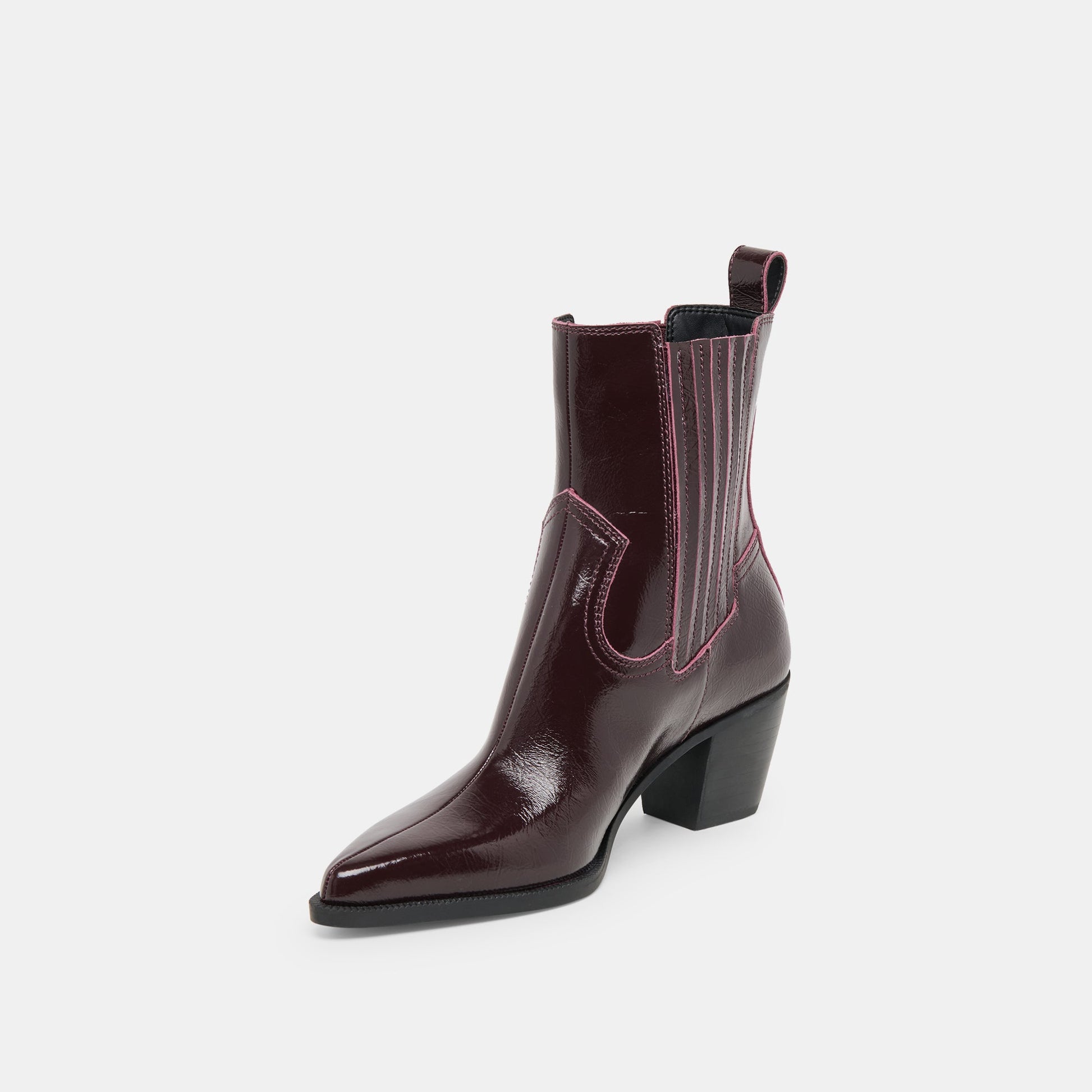 Slim Mulberry Crinkle Patent Booties Dolce Vita