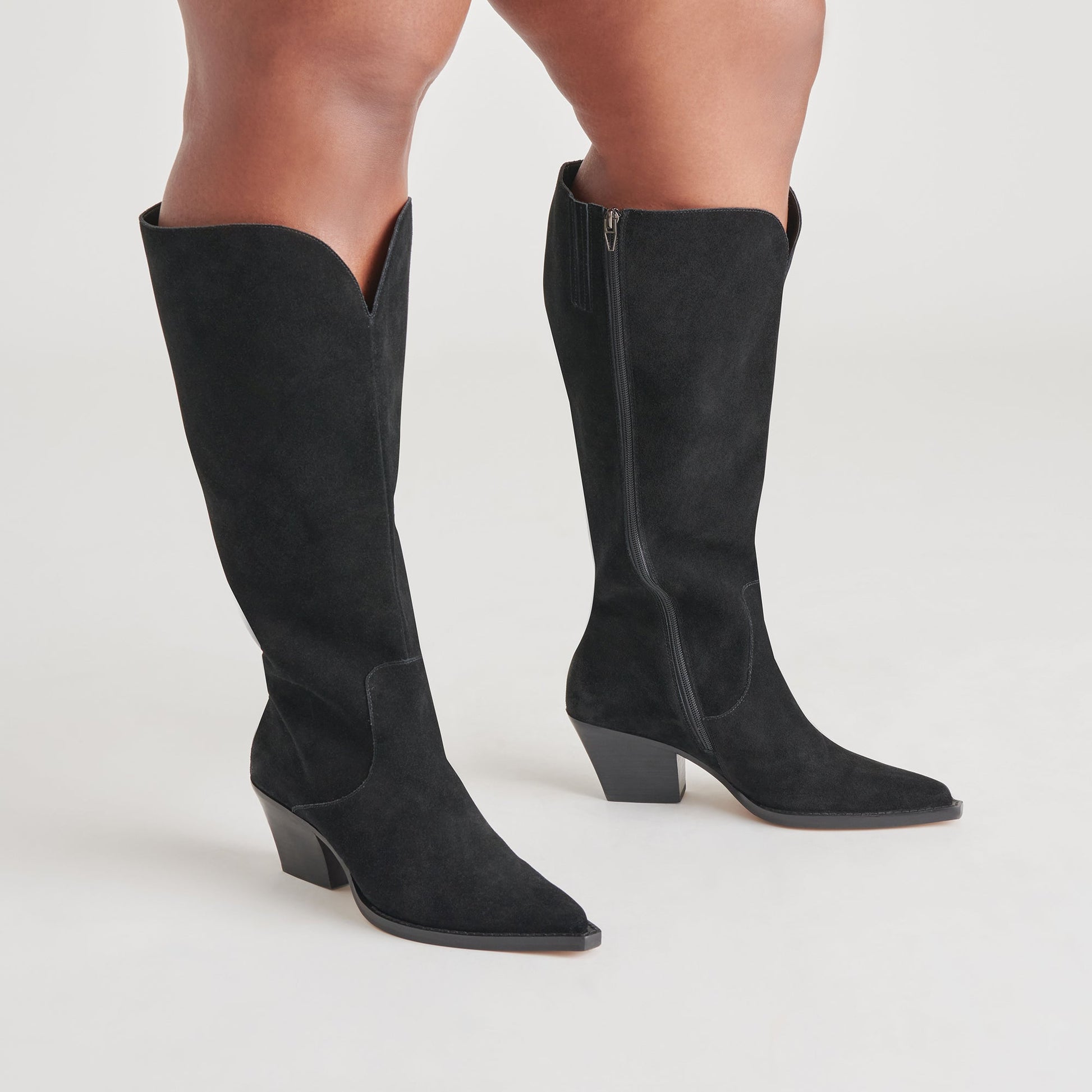 Raj Extra Wide Calf Onyx Suede Boots Dolce Vita