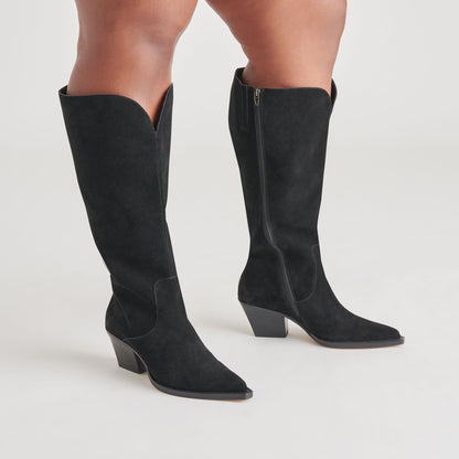 Raj Extra Wide Calf Onyx Suede Boots Dolce Vita