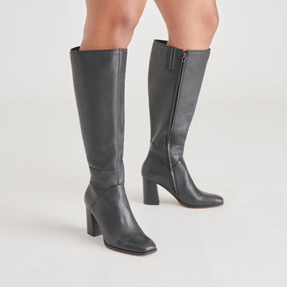 FYNN Wide Calf Boots Onyx Leather Dolce Vita