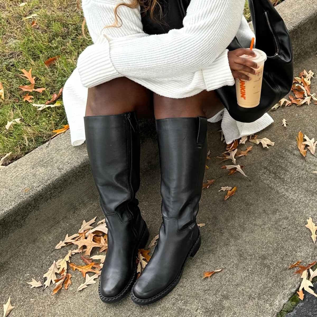 Glory H2O Waterproof Black Leather Wide Calf Boots Dolce Vita