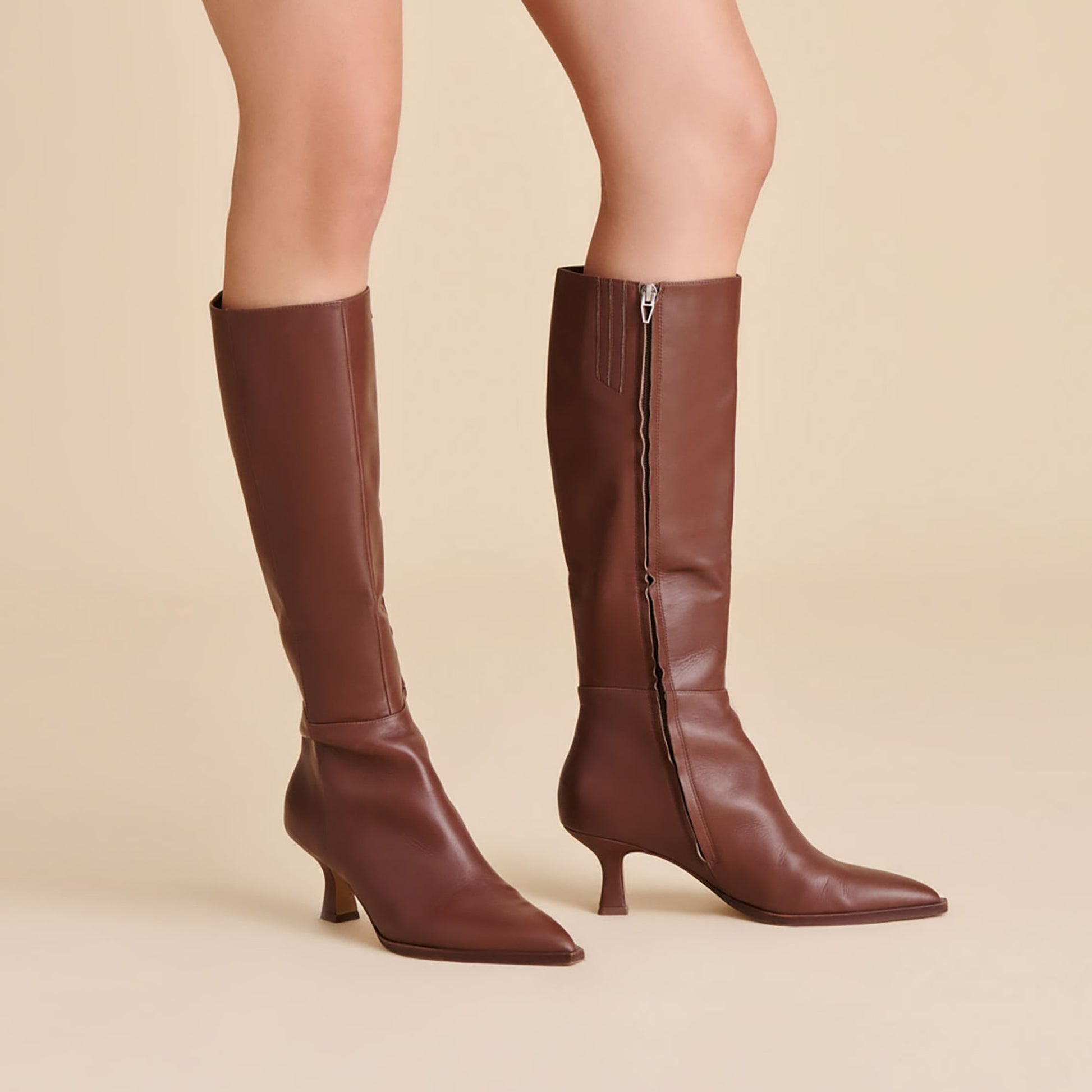 Auggie Chocolate Leather Narrow Calf Boots Dolce Vita