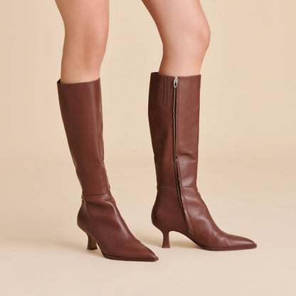 Auggie Chocolate Leather Narrow Calf Boots Dolce Vita