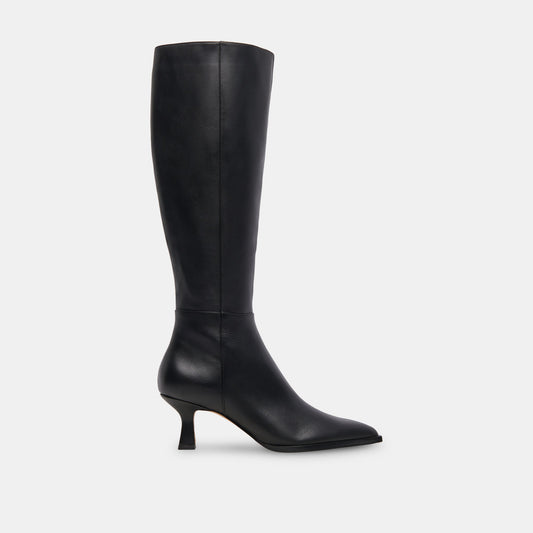 Auggie Black Leather Narrow Calf Boots Dolce Vita