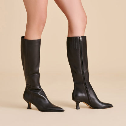 Auggie Black Leather Narrow Calf Boots Dolce Vita