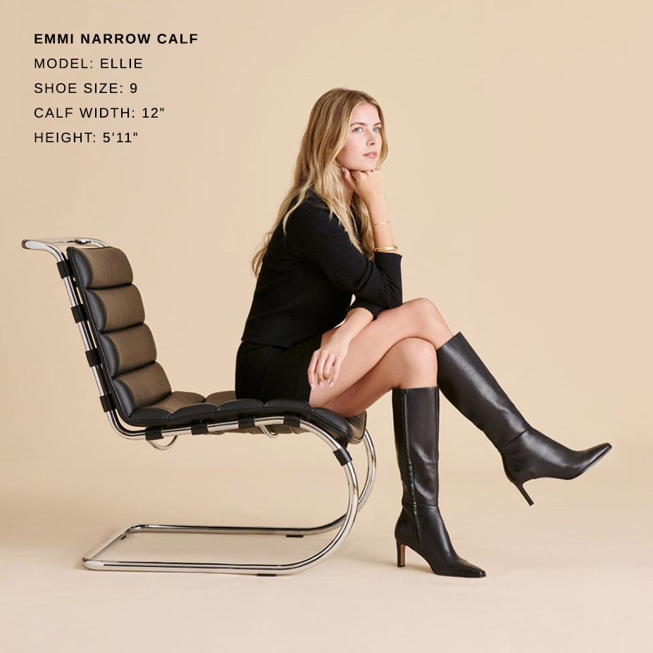 Emmi Black Leather Narrow Calf Boots Dolce Vita