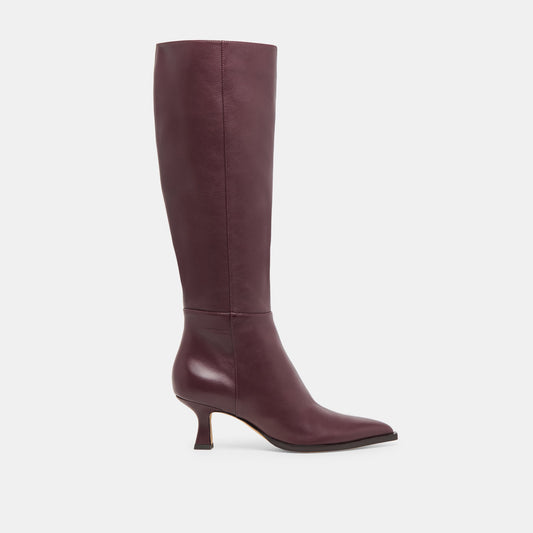 Auggie Wine Leather Wide Calf Boots Dolce Vita