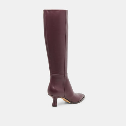 Auggie Wine Leather Wide Calf Boots Dolce Vita