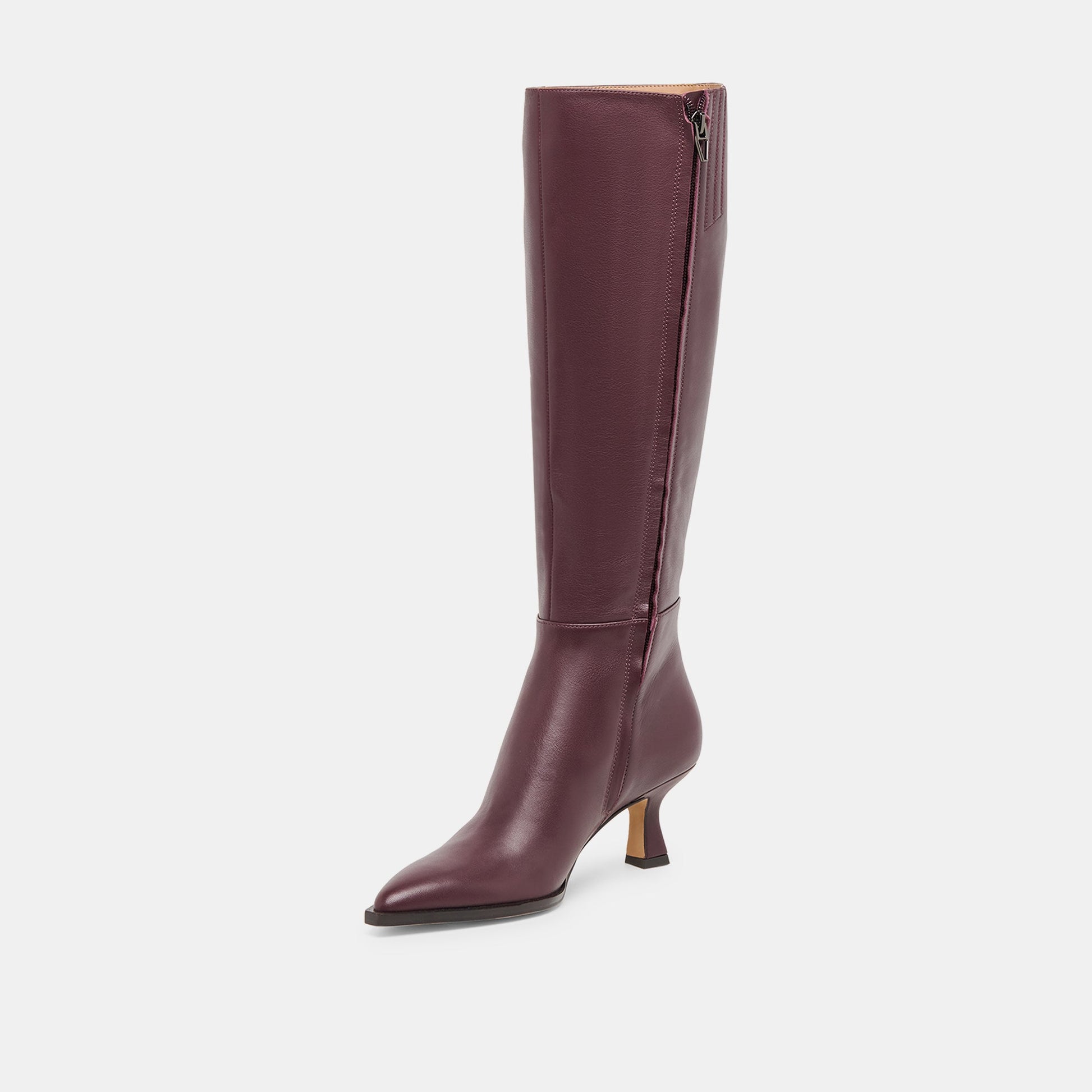 Auggie Wine Leather Wide Calf Boots Dolce Vita