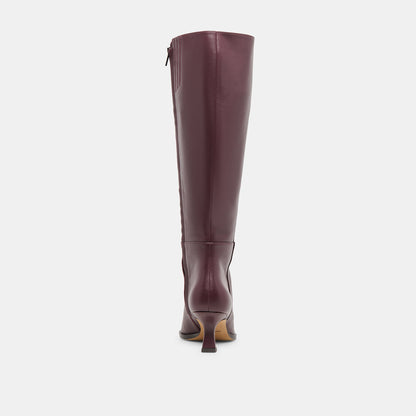 Auggie Wine Leather Wide Calf Boots Dolce Vita