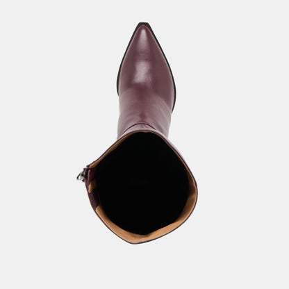 Auggie Wine Leather Wide Calf Boots Dolce Vita