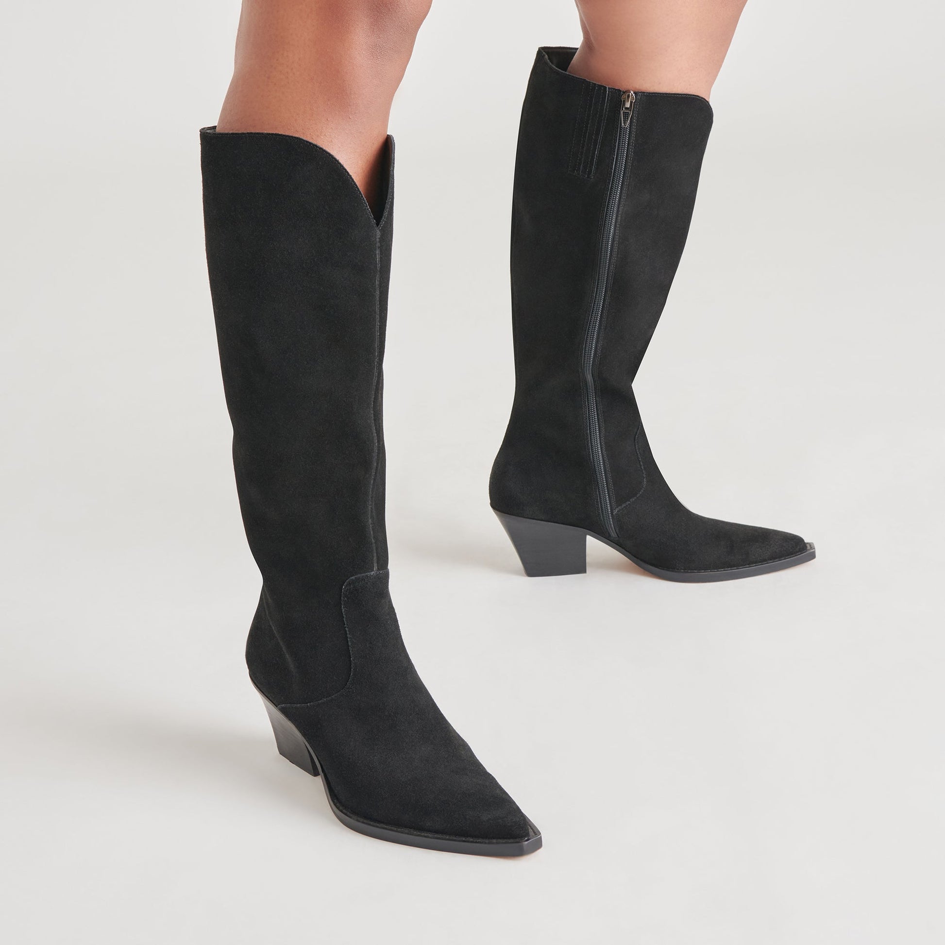 RAJ Wide Calf Boots Onyx Suede Dolce Vita