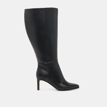 Emmi Black Leather Extra Wide Calf Boots Dolce Vita