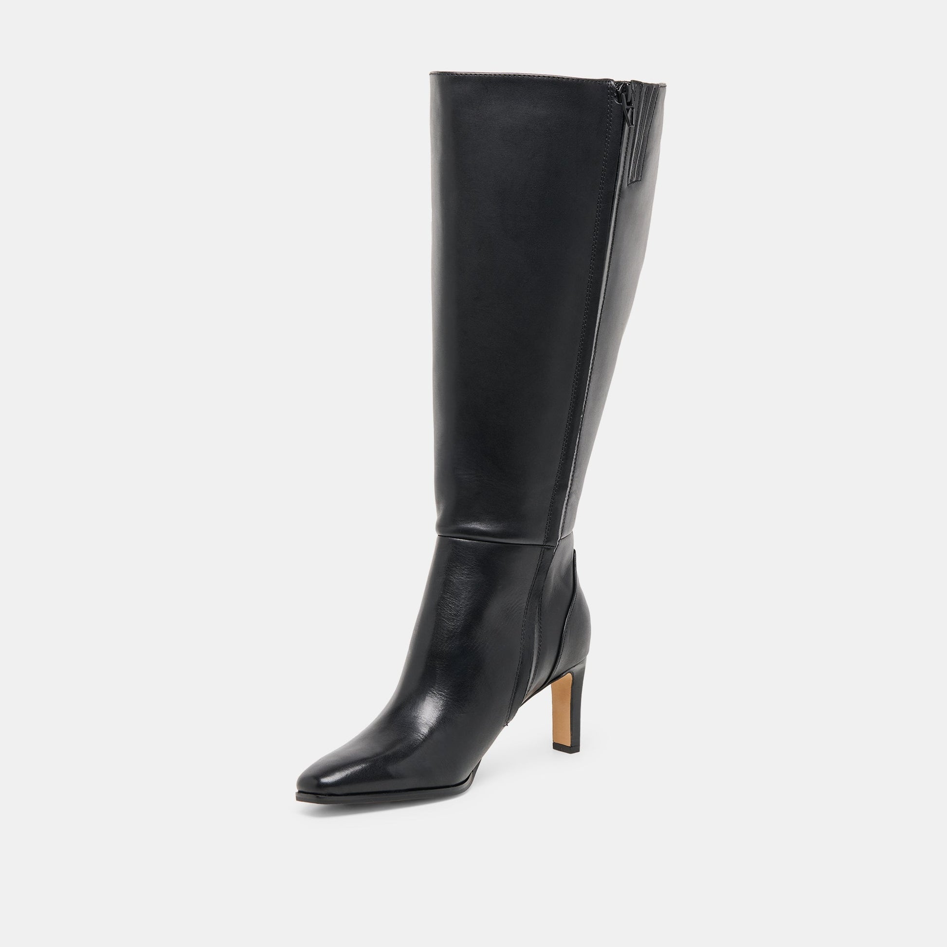 Emmi Black Leather Extra Wide Calf Boots Dolce Vita