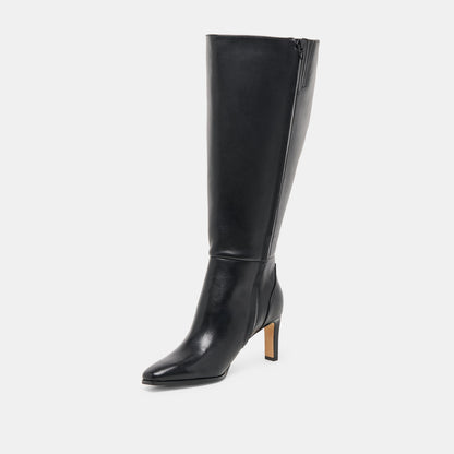 Emmi Black Leather Extra Wide Calf Boots Dolce Vita