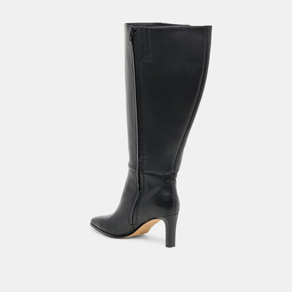 Emmi Black Leather Extra Wide Calf Boots Dolce Vita