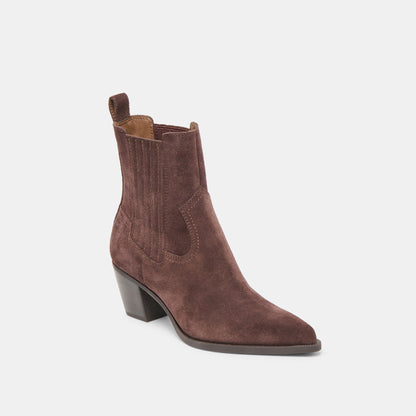 Slim Mahogany Suede Booties Dolce Vita