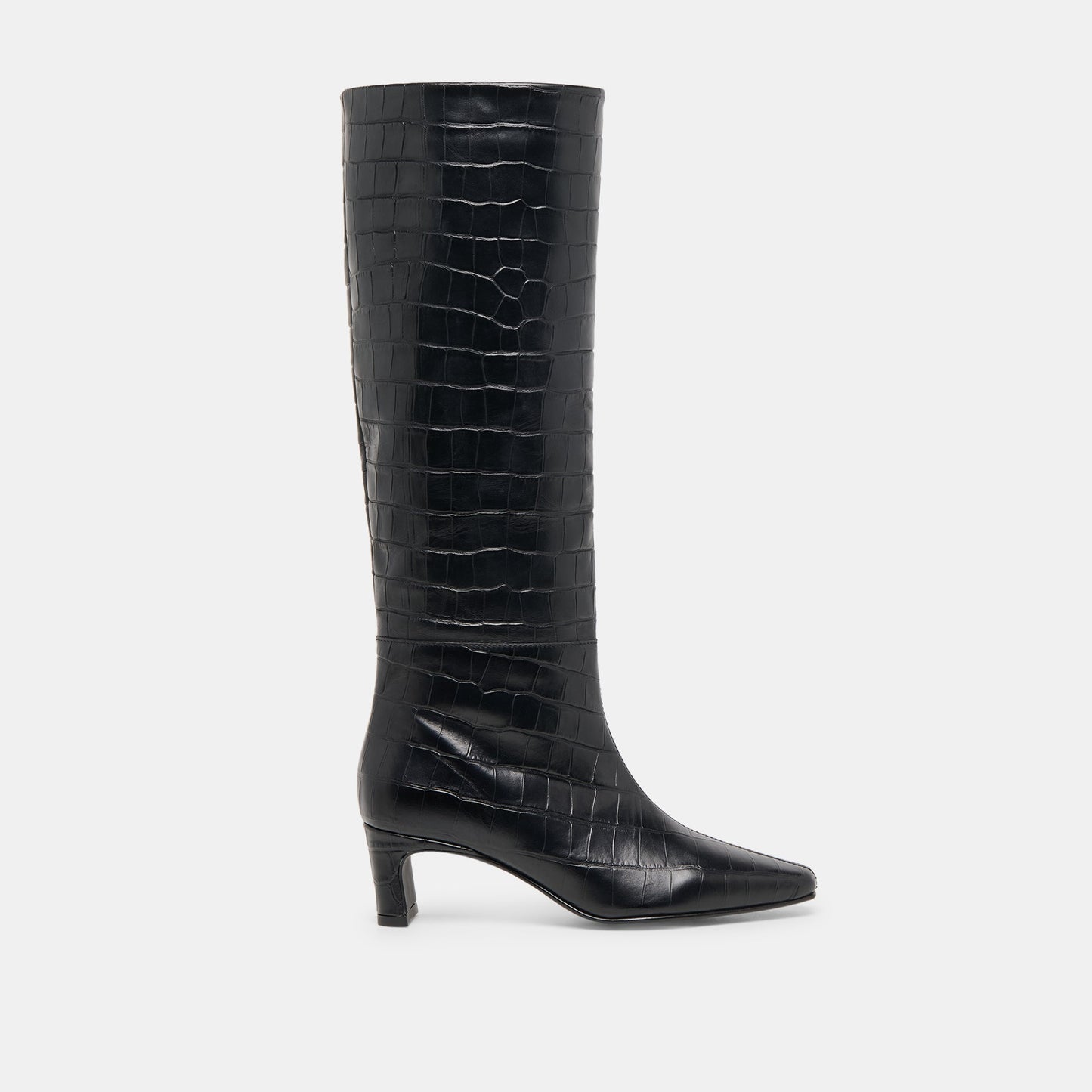 Trixi Noir Croco Embossed Leather Boots Dolce Vita