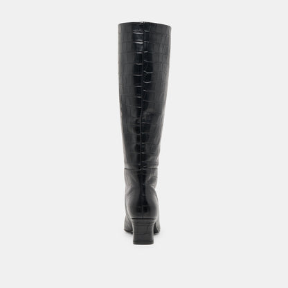 Trixi Noir Croco Embossed Leather Boots Dolce Vita
