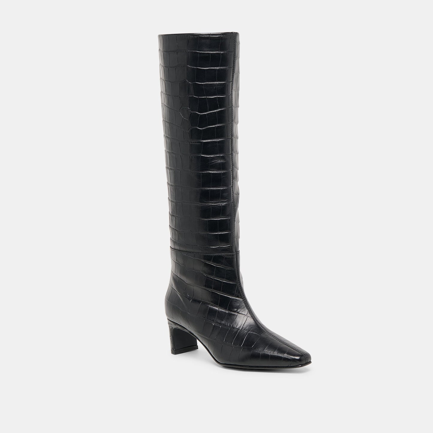 Trixi Noir Croco Embossed Leather Boots Dolce Vita