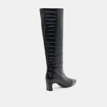 Trixi Noir Croco Embossed Leather Boots Dolce Vita
