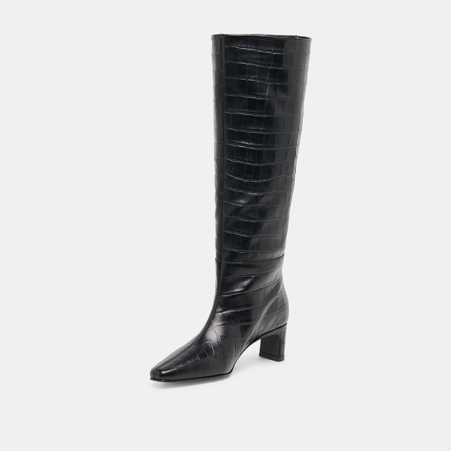 Trixi Noir Croco Embossed Leather Boots Dolce Vita
