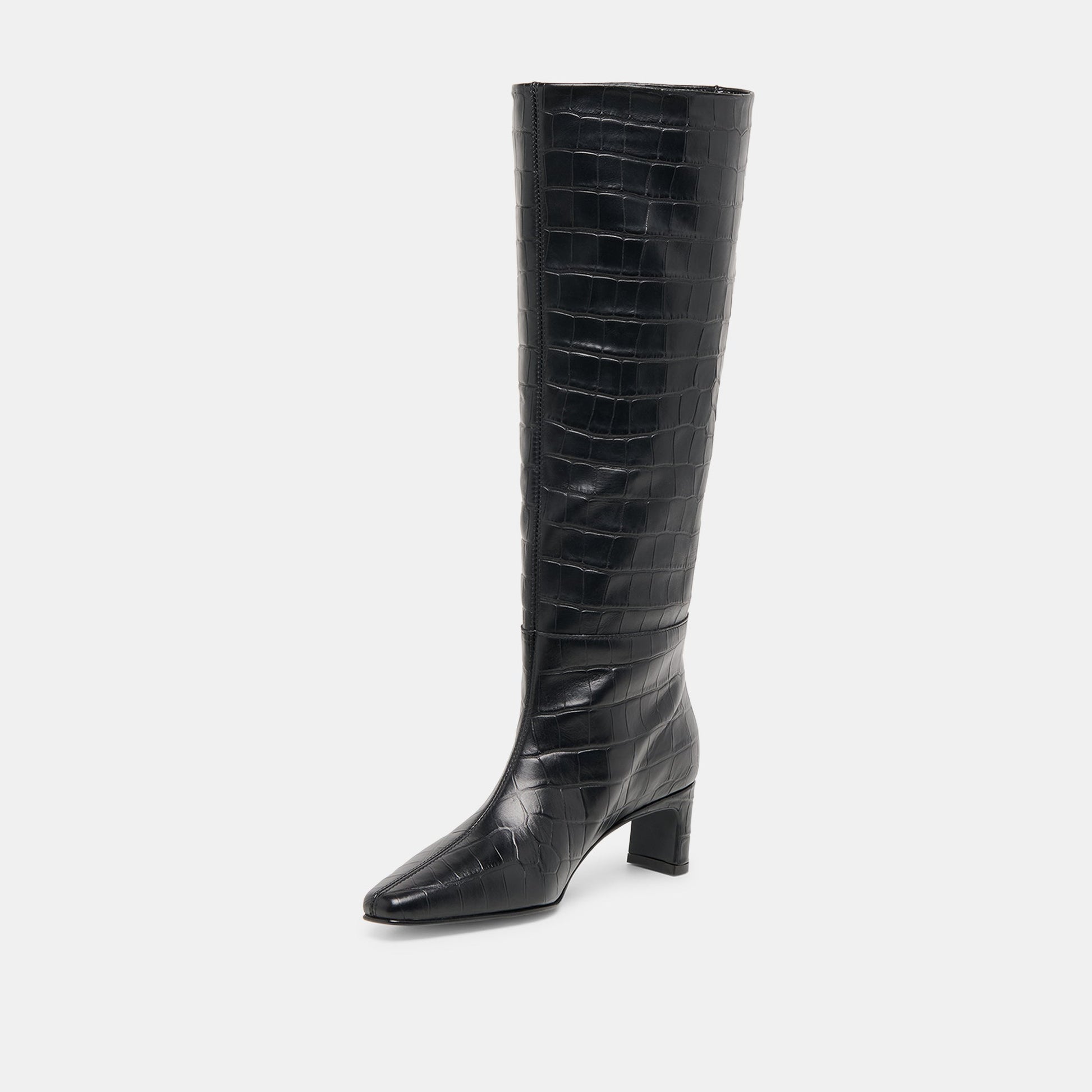 Trixi Noir Croco Embossed Leather Boots Dolce Vita