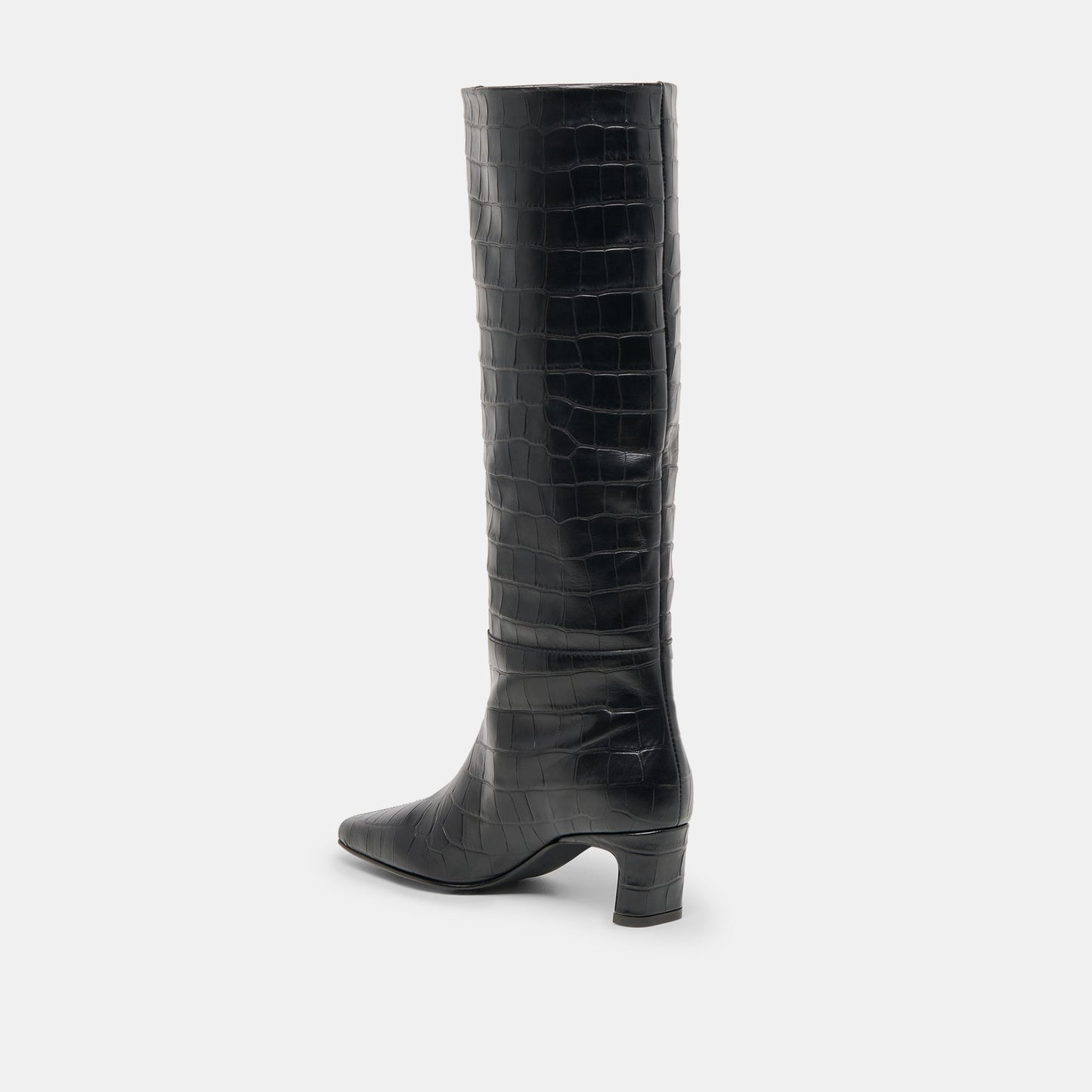 Trixi Noir Croco Embossed Leather Boots Dolce Vita