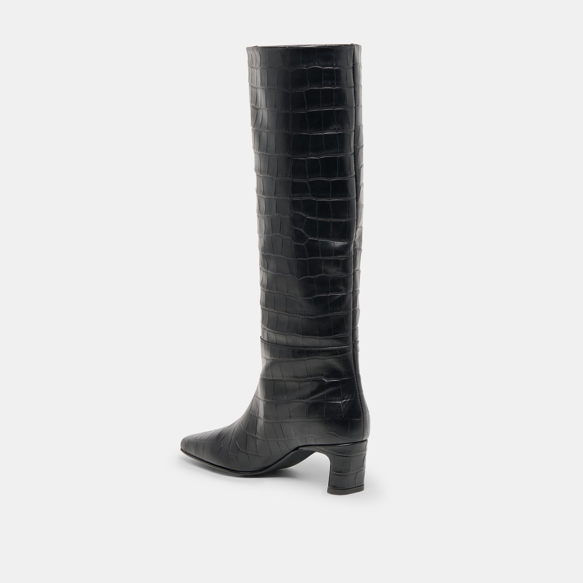 Trixi Noir Croco Embossed Leather Boots Dolce Vita