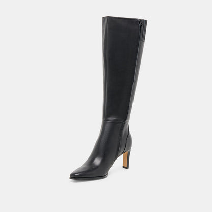 Emmi Black Leather Wide Calf Boots Dolce Vita