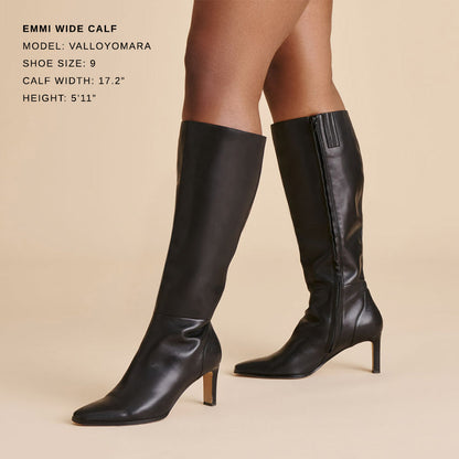 Emmi Black Leather Wide Calf Boots Dolce Vita