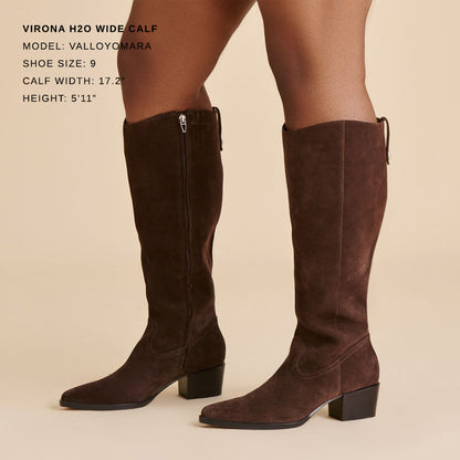 Virona H2O Waterproof Dk Brown Suede Wide Calf Boots Dolce Vita