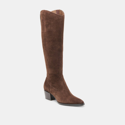 Virona H2O Waterproof Dk Brown Suede Wide Calf Boots Dolce Vita