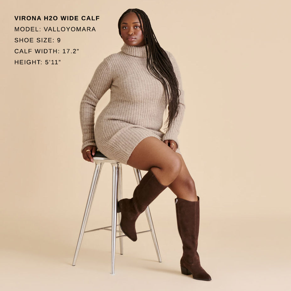 Virona H2O Waterproof Dk Brown Suede Wide Calf Boots Dolce Vita